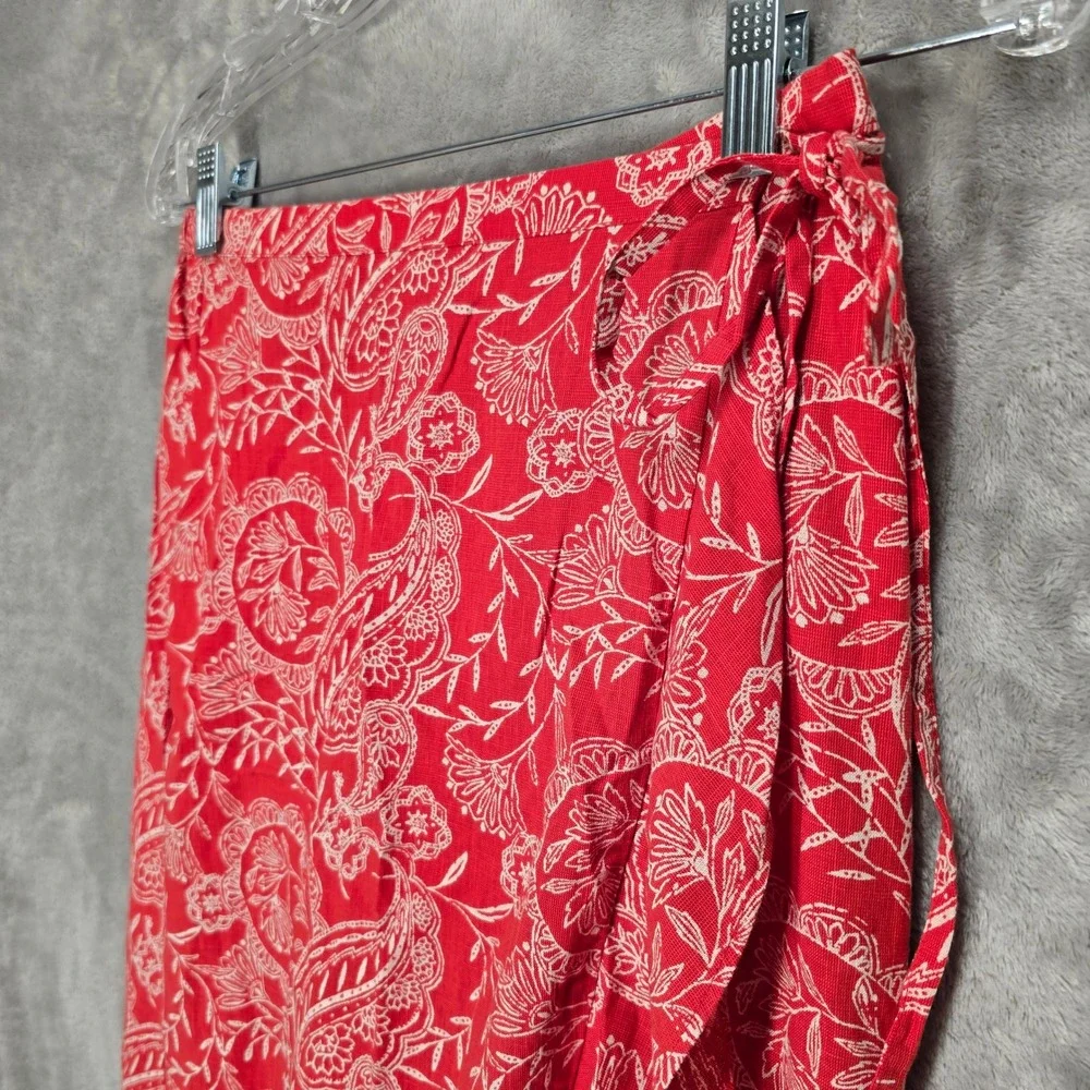 Universal Thread Skirt Women S Red Paisley Faux Wrap Ruffle Maxi Cottage Coastal
